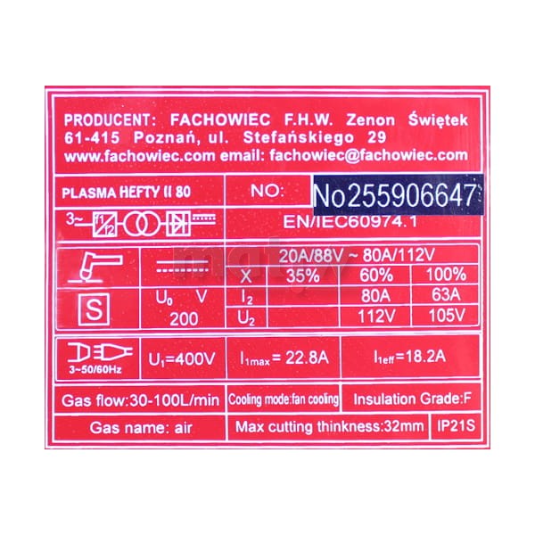 PRZECINARKA WELDER FANTASY PLASMA CUT HEFTY 80