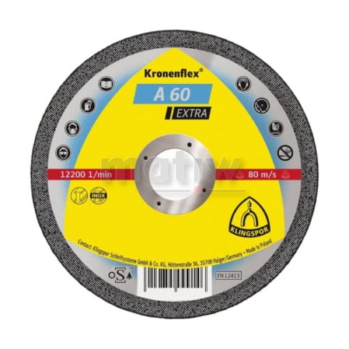 TARCZA DO CIĘCIA KLINGSPOR A 60 EXTRA PŁASKA 115X1X22,23 25szt