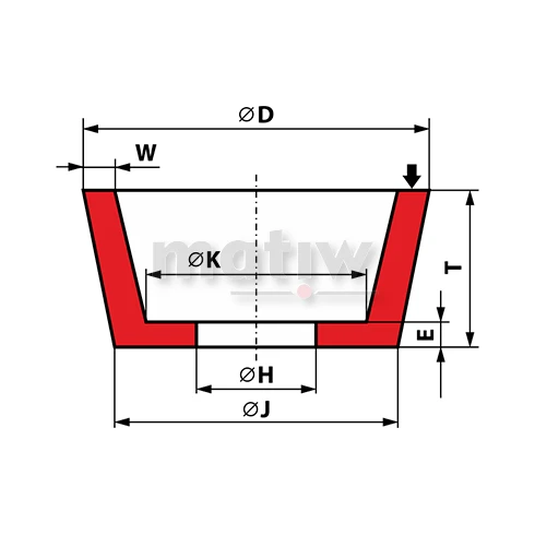 ŚCIERNICA GARNKOWA STOŻKOWA 99A TYP11 150x114x50x32/22 60+REDUKCJA
