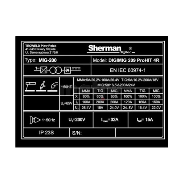 SPAWARKA MIGOMAT SHERMAN MIG DIGIMIG 209 ProHIT 4R TIG MMA SYNERGIA