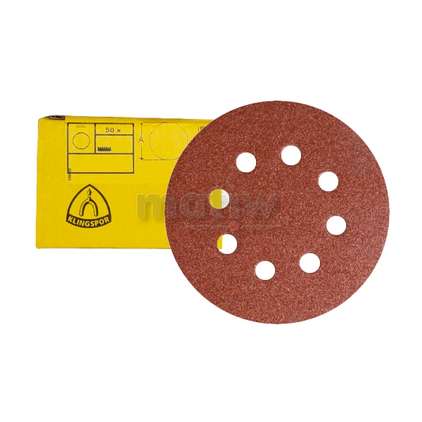 KRĄŻEK PAPIER ŚCIERNY NA RZEP 125mm KLINGSPOR PS18 GLS5 ELEKTROKORUND P100 50szt. 270443