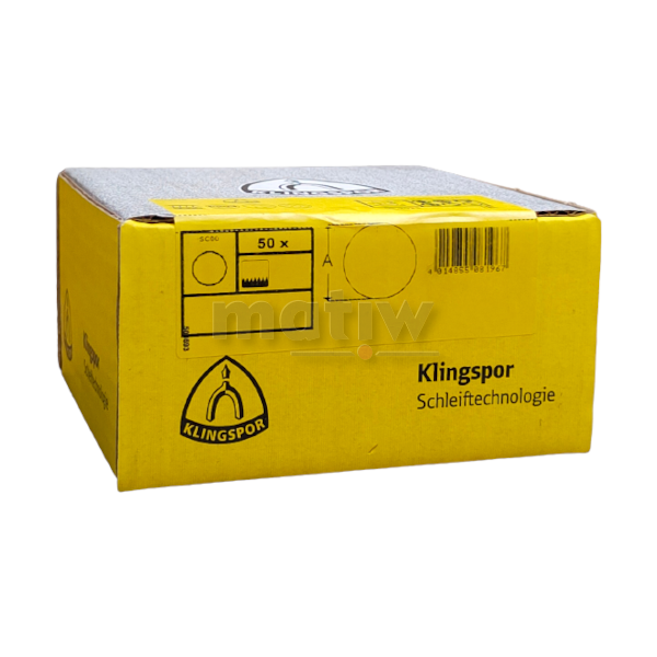 KRĄŻEK PAPIER ŚCIERNY NA RZEP 125mm KLINGSPOR PS18 ELEKTROKORUND P 36 50szt.