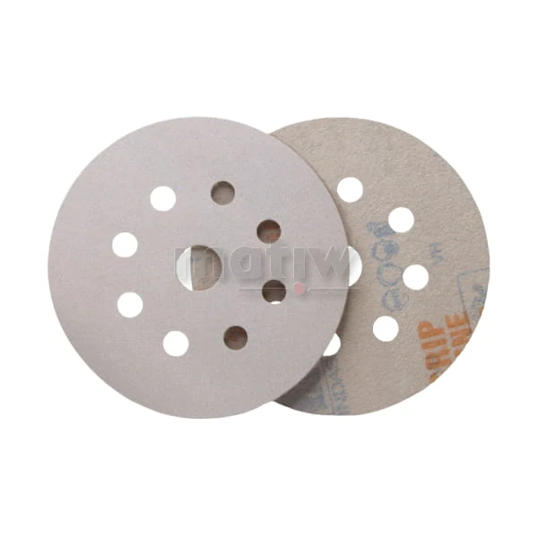 KRĄŻEK PAPIER ŚCIERNY NA RZEP 125mm 8+1H INDASA RHYNOGRIP WHITE LINE P 40 50szt.