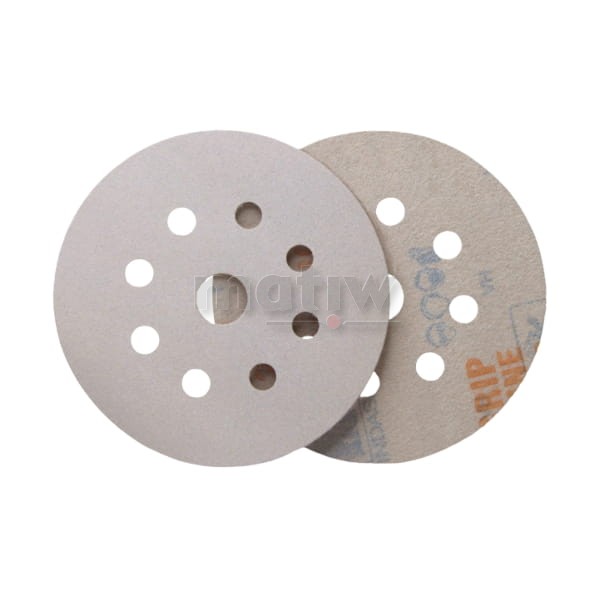 KRĄŻEK PAPIER ŚCIERNY NA RZEP 125mm 8+1H INDASA RHYNOGRIP WHITE LINE P 600 50szt.