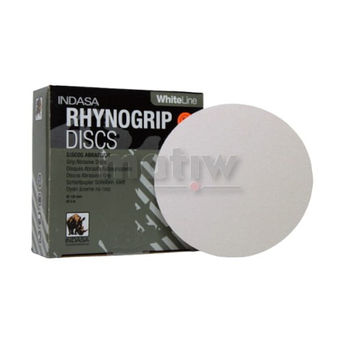 KRĄŻEK PAPIER ŚCIERNY NA RZEP 125mm INDASA RHYNOGRIP WHITE LINE P 320 50szt.