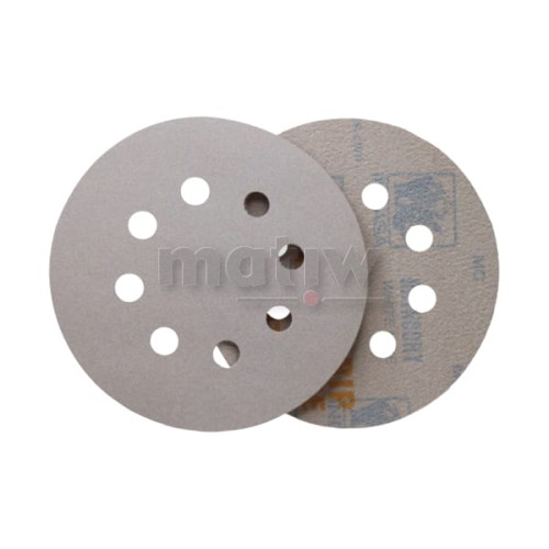 KRĄŻEK PAPIER ŚCIERNY NA RZEP 125mm 8H INDASA RHYNOGRIP WHITE LINE P 220 50szt