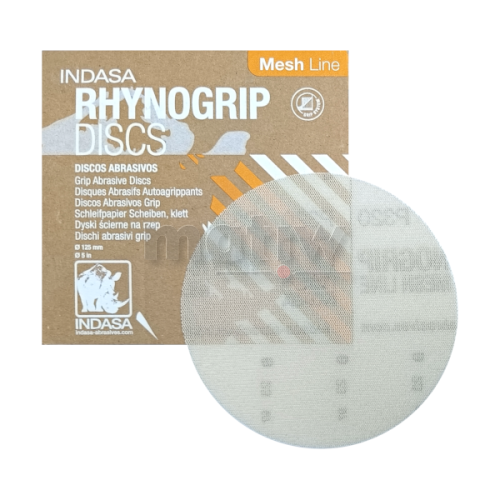 KRĄŻEK PAPIER ŚCIERNY NA RZEP 125mm INDASA RHYNOGRIP MESH LINE P 320 50szt.