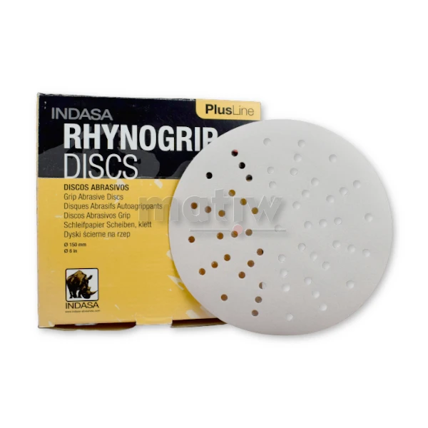 KRĄŻEK PAPIER ŚCIERNY NA RZEP 150mm 21/57H INDASA PLUS LINE P 220 50szt.