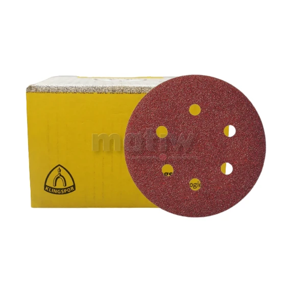 KRĄŻEK PAPIER ŚCIERNY NA RZEP 150mm KLINGSPOR PS22K GLS3 P80 50szt.
