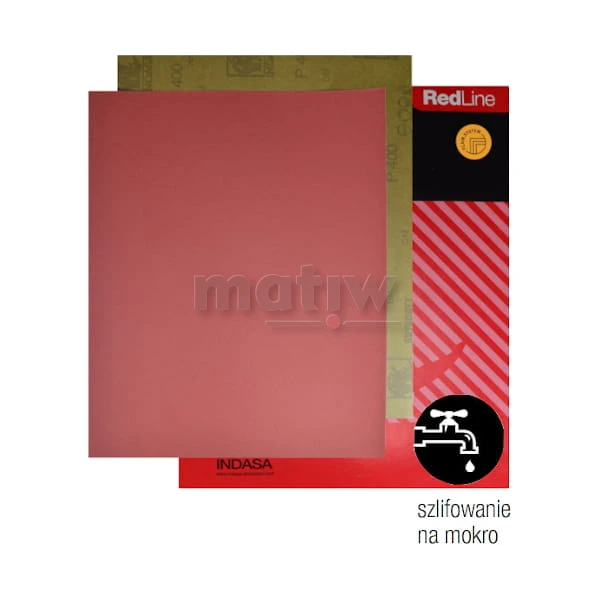 ARKUSZ PAPIER ŚCIERNY INDASA RHYNOWET RED LINE DO SZLIFOWANIA NA MOKRO 230x280mm P  220 50szt.