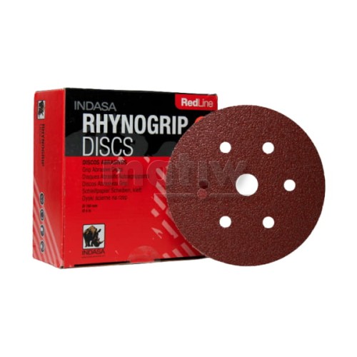 KRĄŻEK PAPIER ŚCIERNY NA RZEP 150mm 6H+1 INDASA RED LINE P 280 50szt.