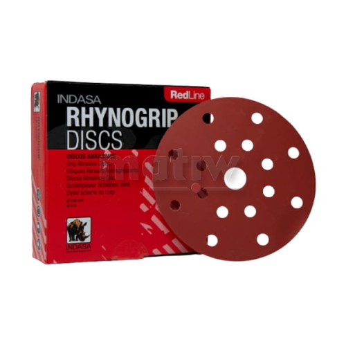 KRĄŻEK PAPIER ŚCIERNY NA RZEP 150mm 17H INDASA RED LINE P 60 50szt.