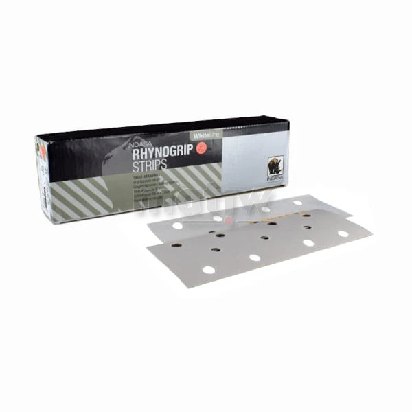 ARKUSZ PAPIER ŚCIERNY INDASA RHYNOGRIP WHITE LINE MOCOWANY NA RZEP 70x198mm 11H  P400 50szt