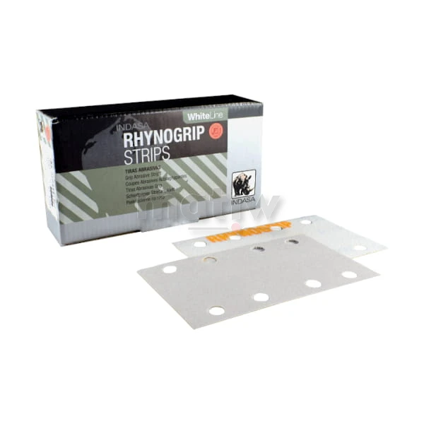 ARKUSZ PAPIER ŚCIERNY INDASA RHYNOGRIP WHITE LINE MOCOWANY NA RZEP 81x133mm 8H  P100 50szt