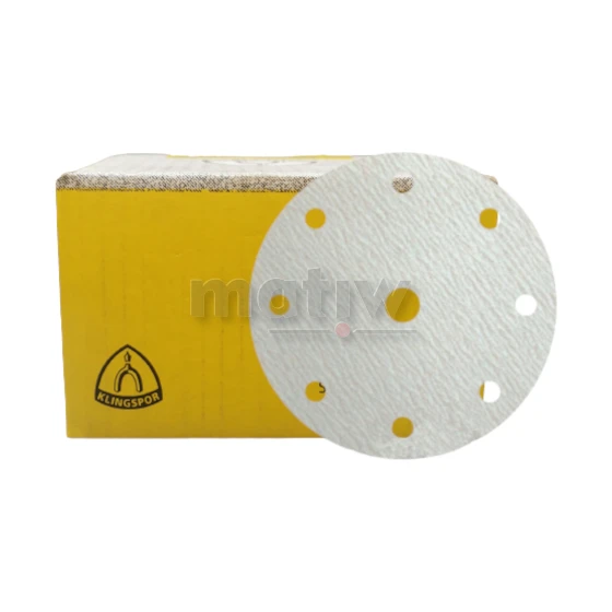 KRĄŻEK PAPIER ŚCIERNY NA RZEP 150mm KLINGSPOR PS73BWK GLS1 P180 100szt.