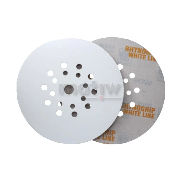 KRĄŻEK PAPIER ŚCIERNY NA RZEP 225mm INDASA WHITE LINE 19H P150 50szt.