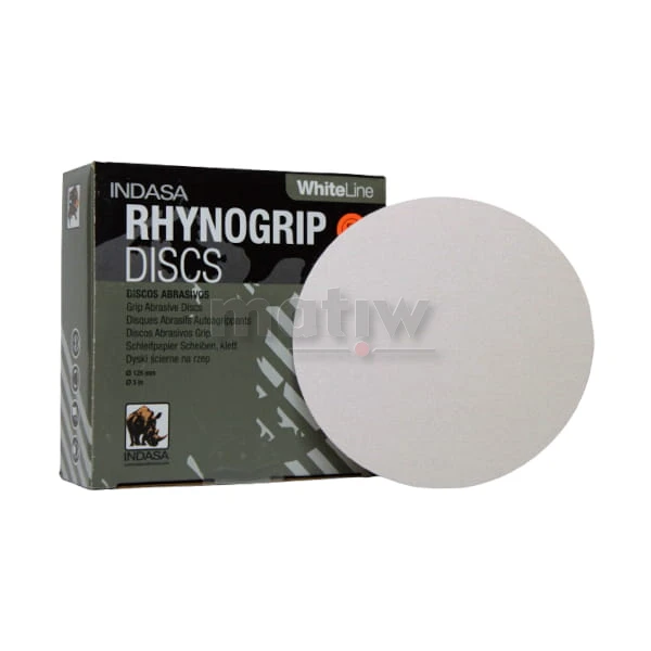 KRĄŻEK PAPIER ŚCIERNY NA RZEP 150mm INDASA WHITE LINE P 400 50szt.