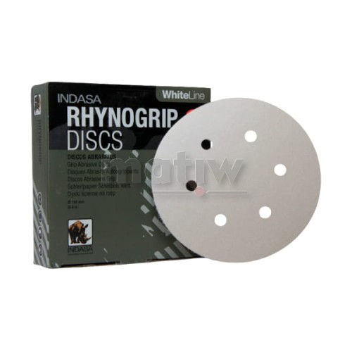 KRĄŻEK PAPIER ŚCIERNY NA RZEP 150mm 6H INDASA WHITE LINE P 240 50szt.