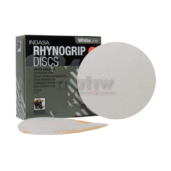 KRĄŻEK PAPIER ŚCIERNY NA RZEP 225mm INDASA WHITE LINE P180 50szt.