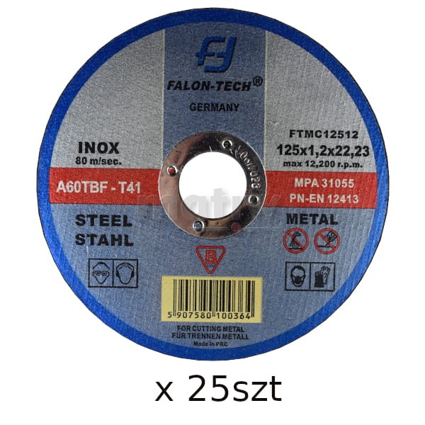 TARCZA DO CIĘCIA METALU FALON-TECH INOX 125 x 1,2 mm 25szt
