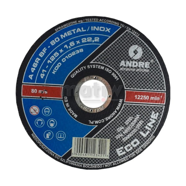 TARCZA DO CIĘCIA ANDRE A 46R BF - 80 METAL INOX ECO LINE 41 125 x 1,6 mm 25szt