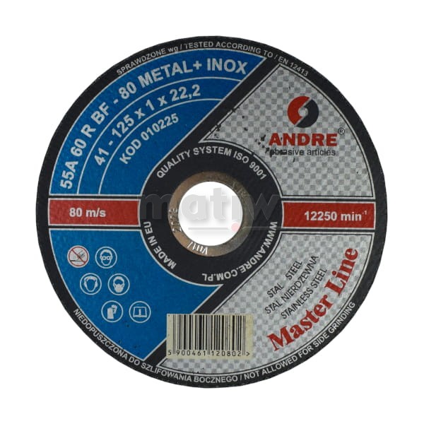 TARCZA DO CIĘCIA ANDRE 55A 60R BF - 80 METAL INOX MASTER LINE 41 125 x 1,0 mm 25szt