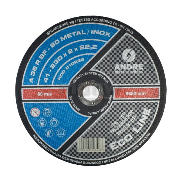 TARCZA DO CIĘCIA ANDRE A 36R BF - 80 METAL INOX ECO LINE 41 230 x 2,0 mm 25szt