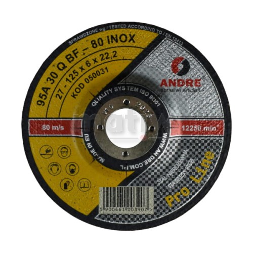 TARCZA DO SZLIFOWANIA ANDRE PRO LINE INOX 125 95A 30QBF 125 x 6,0 mm 10szt