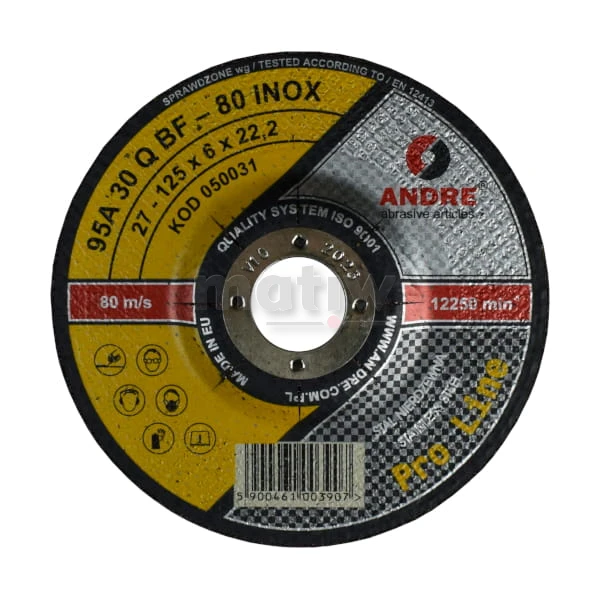 TARCZA DO SZLIFOWANIA ANDRE PRO LINE INOX 125 95A 30QBF 125 x 6,0 mm 10szt