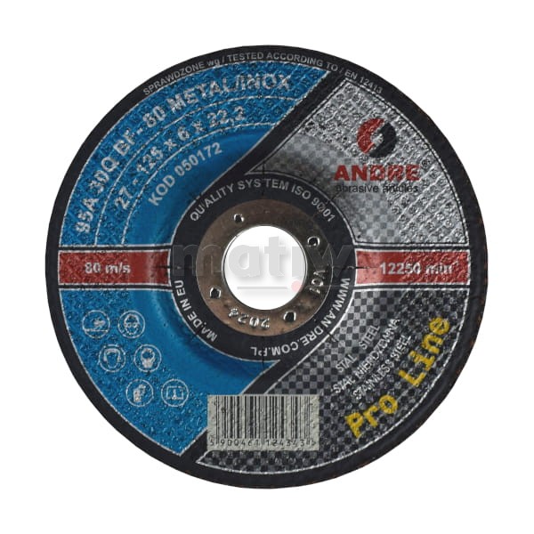 TARCZA DO SZLIFOWANIA ANDRE METAL INOX 27 125 x 6,0 mm 10szt