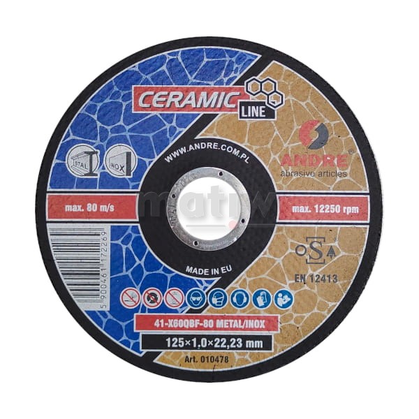 TARCZA DO CIĘCIA ANDRE CERAMIC INOX 41 125 x 1,0 mm 25szt