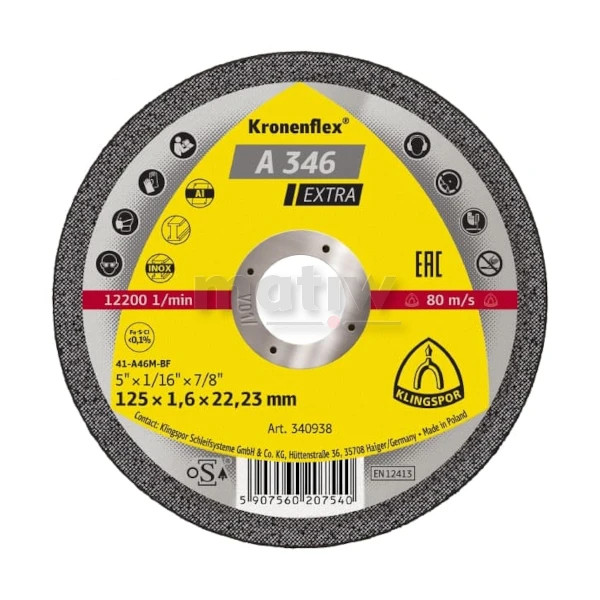TARCZA DO CIĘCIA KLINGSPOR A346 EXTRA 115 x 1,6 mm 25szt
