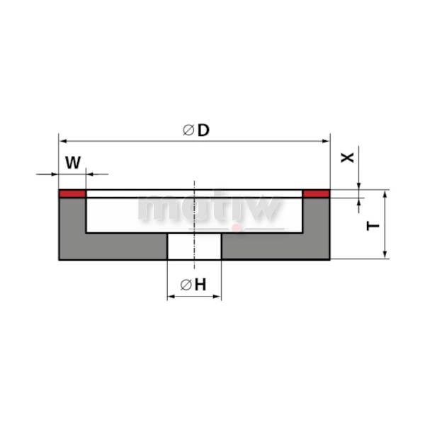 ŚCIERNICA SUPERTWARDA TYP 6A2 TARCZA SZLIFIERSKA DIAMENTOWA 100 x 23 x 10 x 4 x 20 D126C75 LBL2 ANDRE