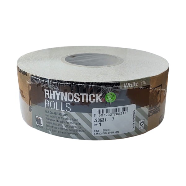 ROLKA ŚCIERNA PAPIER SAMOPRZYLEPNA NA KLEJ INDASA RHYNOSTICK WHITE LINE 70 mm x 50 m P100