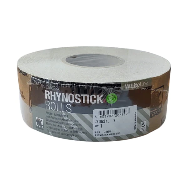 ROLKA ŚCIERNA PAPIER SAMOPRZYLEPNA NA KLEJ INDASA RHYNOSTICK WHITE LINE 70 mm x 50 m P120
