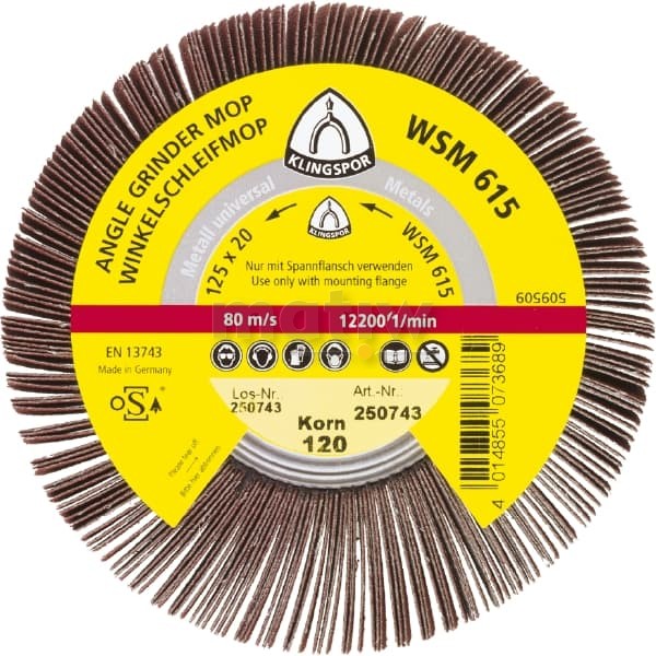 ŚCIERNICA LISTKOWA NASADZANA KLINGSPOR WSM 615 125 mm x 20 mm P 60 2szt.