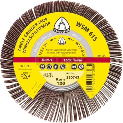 ŚCIERNICA LISTKOWA NASADZANA KLINGSPOR WSM 615 125 mm x 20 mm P180 2szt.