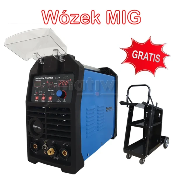 SPAWARKA TIG PLAZMA SHERMAN DIGITIG 204 QUATRO Z WÓZKIEM