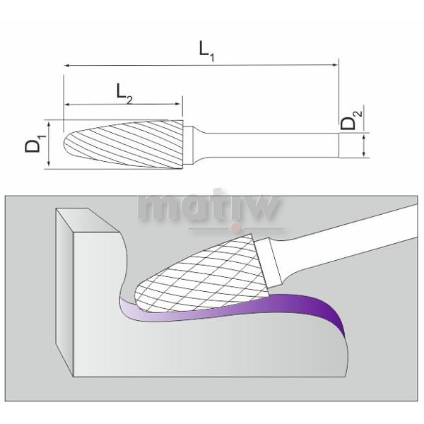 FREZ PILNIK TRZPIENIOWY ŁUKOWY ZAOKRĄGLONY TYP F 12  mm FESTA