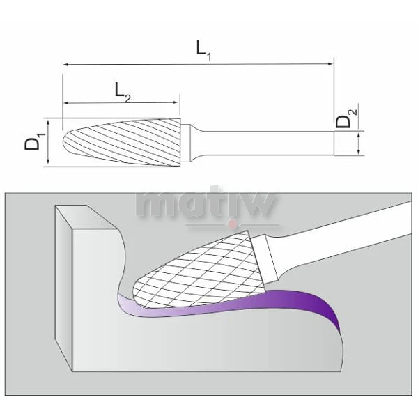 FREZ PILNIK TRZPIENIOWY ŁUKOWY ZAOKRĄGLONY TYP F  8 mm FESTA