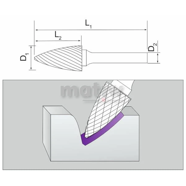 FREZ PILNIK TRZPIENIOWY ŁUKOWY OSTRY TYP G 12 mm FESTA