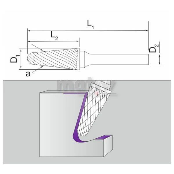 FREZ PILNIK TRZPIENIOWY STOŻKOWY ZAOKRĄGLONY TYP L 10 mm FESTA