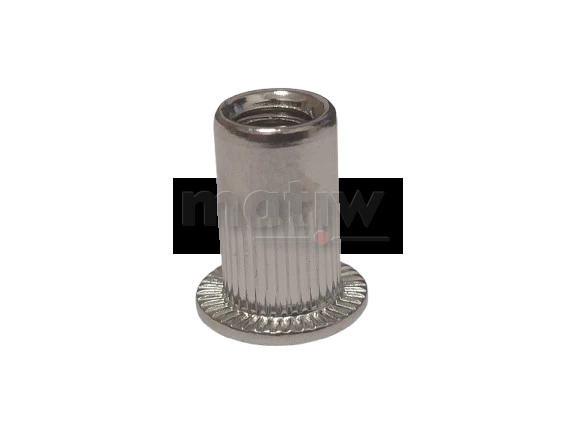 NITONAKRĘTKA NIERDZEWNA WALCOWA RADEŁKOWANA A2 KOŁNIERZ PŁASKI M3 100szt