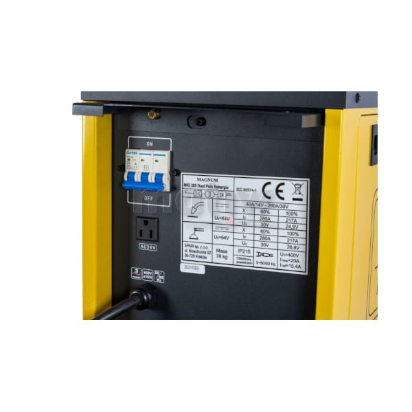 SPAWARKA MIGOMAT MAGNUM MIG 285 DUAL PULS SYNERGIA PODWOZIE Z KOŁAMI 280A