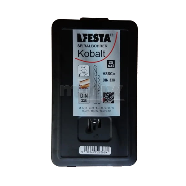 KOMPLET WIERTEŁ NWKa DIN 338 FESTA KOBALTOWE 1-13