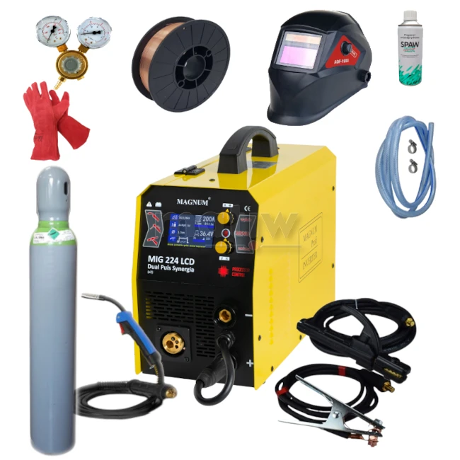 ZESTAW SPAWARKA MAGNUM MIG 224 LCD DUAL PULS SYNERGIA MMA