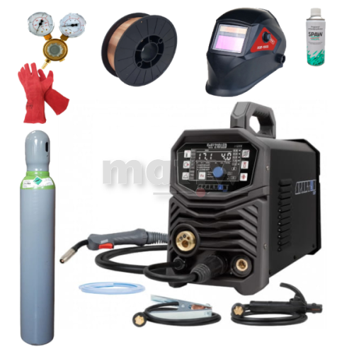 ZESTAW SPAWARKA MIGOMAT SPARTUS EASYMIG 210 LED SYNERGIA MIG TIG MMA