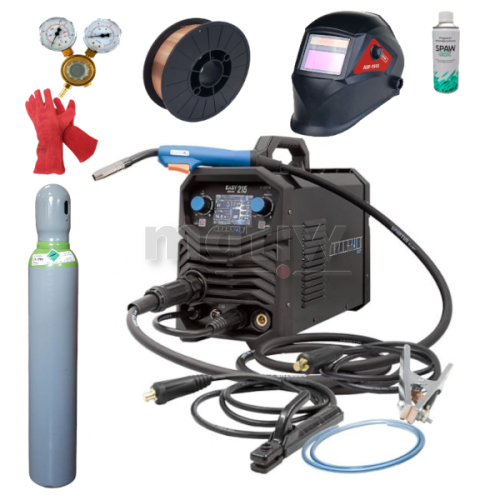ZESTAW SPAWARKA INWERTOROWA MIGOMAT MIG TIG MMA SPARTUS EASYMIG 215 LCD