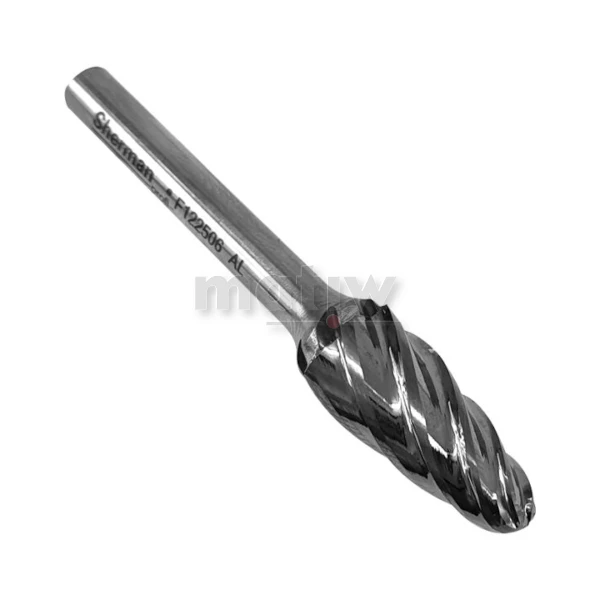 FREZ TRZPIENIOWY OSTROŁUKOWY ZAOKRĄGLONY DO ALUMINIUM SHERMAN TYP F 12 mm