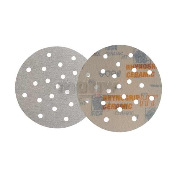 KRĄŻEK PAPIER ŚCIERNY NA RZEP 150 mm 21H UV INDASA HT CERAMIC LINE P120 50szt